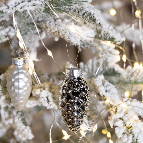 položky Zmes sklenených kornútkov strieborných 5cm 14 ks