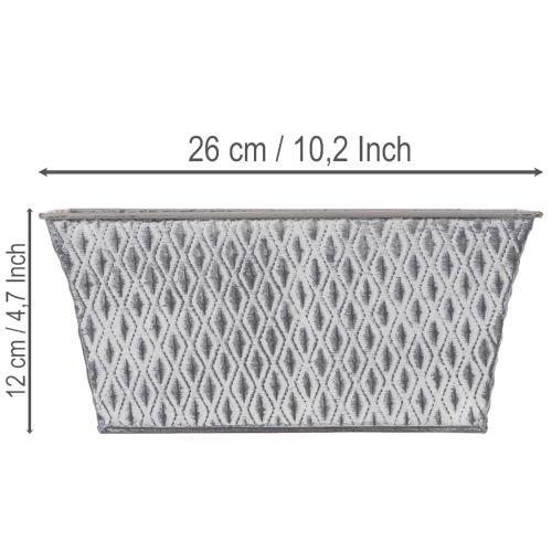Zinková miska s diamantovým vzorom, 26 cm x 15,5 cm | Floristik24.sk
