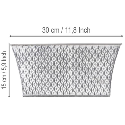 Zinková miska s diamantovým vzorom 30 cm × 18 cm V 15 cm | Floristik24.sk
