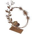 Floristik24 Svietnik na čajovú sviečku vtáčia deko kvetina hrdzavý vzhľad 24×27×6cm