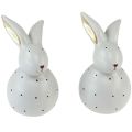 Floristik24 Veľkonočný zajačik ozdobné figúrky králiky s bodkovým vzorom 17cm 2ks
