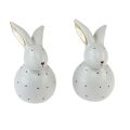 Floristik24 Veľkonočný zajačik ozdobné figúrky králiky s bodkovaným vzorom 13cm 2ks