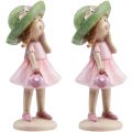 Floristik24 Ozdobné figúrky dievča s klobúkom ružová zelená 6,5x5,5x14,5cm 2ks