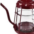 Floristik24 Svietnik na čajovú sviečku sklenený lampáš čajník červený Ø15cm V26cm