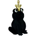 Floristik24 Dekoračná žabka, žabí princ, jarná dekorácia, žabka so zlatou korunkou čierna 40,5cm