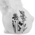 Floristik24 Keramický zajačik biele sediace kvety pierka 9×7×14cm 2ks