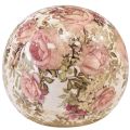 Floristik24 Keramická guľa s motívom ruží keramická dekoratívna kamenina 12cm
