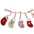 Floristik24 Adventný kalendár na vyplnenie Vianočný kalendár ponožky červené 2m