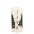 Floristik24 Adventný kalendár sviečka Vianočná sviečka biela 150/65mm