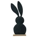 Floristik24 Stolová dekorácia Veľkonočná dekorácia zajačika filc čierny so srdiečkom 45cm 3ks