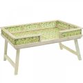 Floristik24 Podnos do postele z bambusu, podnos na servírovanie skladací, drevený podnos s pleteným vzorom zeleno-prírodné farby 51,5×37cm