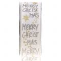 Floristik24 Stuha &quot;Merry Christmas&quot; biela, zlatá 40mm 20m