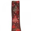 Floristik24 Vianočná stuha s vianočným stromčekom tmavočervená 40mm 15m
