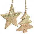 Floristik24 Vianočná dekorácia hviezda / srdce / stromček, drevený prívesok, adventná dekorácia V10/12,5cm 3ks