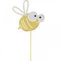 Floristik24 Včielka ako zástrčka, pružina, záhradná dekorácia, kovová včielka žltá, biela L54cm 3ks