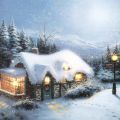 Floristik24 LED nástenná maľba zimná krajina s domčekom 38×28cm Na batériu