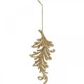 Floristik24 Prívesok na stromček s trblietkami, ozdobné pierka na zavesenie, vianočná dekorácia Zlatá L16cm 6ks