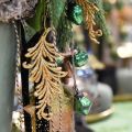 Floristik24 Prívesok na stromček s trblietkami, ozdobné pierka na zavesenie, vianočná dekorácia Zlatá L16cm 6ks
