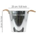 Lesklé kovové vedro s lanovými rúčkami, Ø25 cm | Floristik24.sk