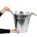 Lesklé kovové vedro s lanovými rúčkami, Ø25 cm | Floristik24.sk
