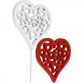 Floristik24 Kvetinová zátka srdce červená, biela ozdobná zátka Valentínska 7cm 12ks
