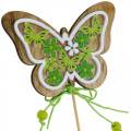 Floristik24 Kvetinová tyčinka z dreva motýľ jarná dekorácia na tyčinke 12ks