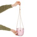 Sklenený kvetináč/závesný lampáš, fialový/zelený, 14 cm, 2 kusy | Floristik24.sk