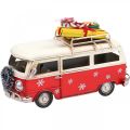Floristik24 Vianočná dekorácia Auto Vianočný Autobus Vintage Bus Červený L17cm