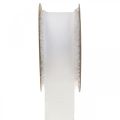 Floristik24 Šifónová stuha biela látková stuha so strapcami 40mm 15m