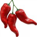 Floristik24 Červené chilli papričky deco food dummy 9cm 3ks na konári