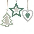 Floristik24 Dekorácia na vianočný stromček mix zelená, biela 10cm 9ks