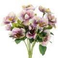 Floristik24 Umelá kytica vianočných ruží s fialovými kvetmi, 35 cm, 6 kusov