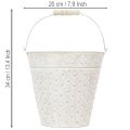 Dekoratívne vedro, bielené, s rúčkou, Ø20,5 cm, kovová dekorácia kvetináča | Floristik24.sk