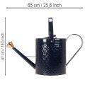 Dekoratívna krhlica, kovová, vintage modro-zlatá kockovaná, retro dizajn, na vnútorné použitie, do záhrady alebo na balkón, 65 cm | Floristik24.sk