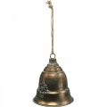 Floristik24 Ozdobný zvonček, kovový zvonček, zlatý zvonček na zavesenie Ø20,5cm V24cm