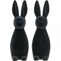 Floristik24 Dekoračný zajačik čierny ozdobný veľkonočný zajačik vločkovaný V29,5cm 2ks