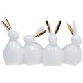 Floristik24 Deco králiky biele, zlaté 24cm x 14,5cm x 8,5cm