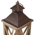 Dekoračný lampáš drevený vintage drevený lampáš hnedý 17×17×50cm | Floristik24.sk