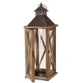 Dekoračný lampáš drevený vintage drevený lampáš hnedý 17×17×50cm | Floristik24.sk