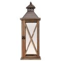 Dekoračný lampáš drevený vintage drevený lampáš hnedý 17×17×50cm | Floristik24.sk
