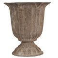 Dekoratívny vintage kvetináč v tvare pohára, antický vzhľad, sivo-hnedý, Ø15 cm, V16 cm, na rustikálnu dekoráciu stola a štýlové bytové doplnky | Floristik24.sk