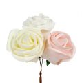 Floristik24 Deco ruža mix biela, ružová, krémová Ø7,5cm 12b