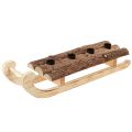 Floristik24 Dekoratívne svietniky z dreva v tvare saní, 4 kusy, 40 × 12,5 cm