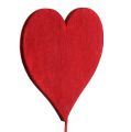 Floristik24 Deko zátka v tvare srdca červená 5,5cm L28cm 24ks