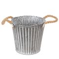 Floristik24 Dekoratívny kvetináč na výsadbu, kovový kvetináč s rúčkami, kovová dekorácia shabby chic Ø21,5 cm