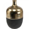Floristik24 Dekoratívna váza čierna/zlatá keramická váza veľká Ø21cm H37,5cm
