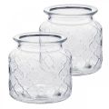Floristik24 Ozdobný lucernový diamantový vzor, sklenená nádoba, sklenená váza, dekorácia na sviečku 2ks