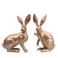 Floristik24 Deco zajačik zlatý sediaci pár veľkonočných zajačikov V30,5cm 2ks
