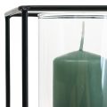 Floristik24 Ozdobný svietnik čierny kovový lampáš sklenený 12×12×13cm
