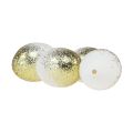 Floristik24 Ozdobné kraslice pravý slepačí vaječný bielok so zlatými trblietkami V5,5–6cm 10ks